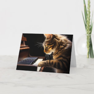 GEBURTSTAGSKARTE MIT KATZE, DIE KLAVIER SPIELT FÜR DANKESKARTE