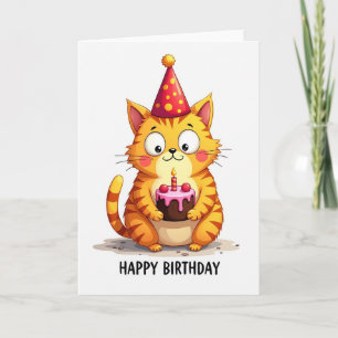 Geburtstagskarte mit Katze und Kuchen Karte