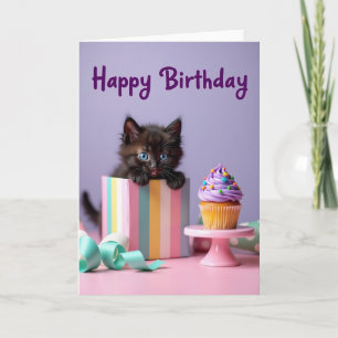 Geburtstagskarte mit Katzen-Geschenkbox Karte