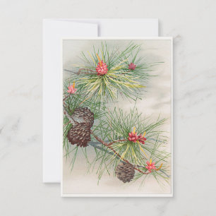 Geburtstagskarte mit Kiefern und Blume Einladung