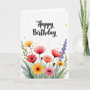 Geburtstagskarte mit Klatschmohn-Wildblumen Karte