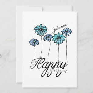 Geburtstagskarte mit l. blauen Blumenballons und N Karte