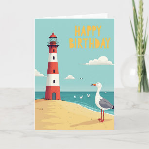 Geburtstagskarte mit Meeresvogel am Strand Karte