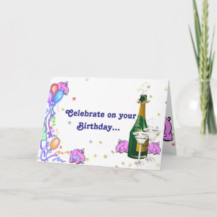 Geburtstagskarte mit/rosa Elefanten, die Liebe zum Karte