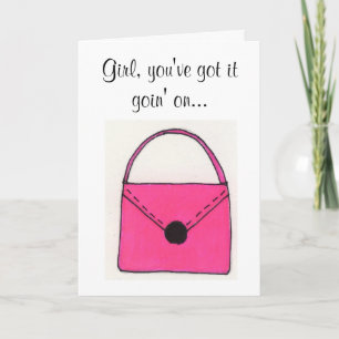 Geburtstagskarte mit rosa Handtasche Karte