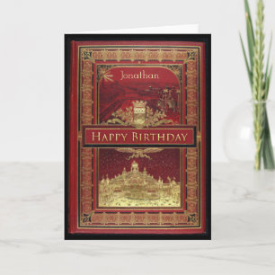 Geburtstagskarte mit Vintage-Buchcover Karte