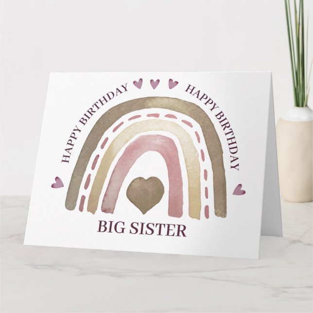 Geburtstagskarte - Rainbow Hearts Gold Plum Karte (Vorderseite)