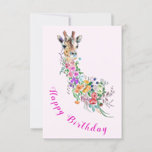 Geburtstagskarte Romantische Blume Bouquet Giraffe Karte