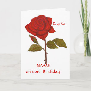Geburtstagskarte Rote Rose. Personalisiere es. Karte