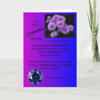 Geburtstagskarte September - Aster und Saphire