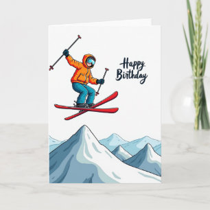 Geburtstagskarte Ski-Sprung Karte