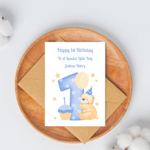 Geburtstagskarte Teddybär 1. Geburtstag Junge Karte