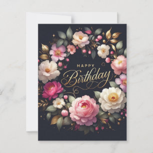 Geburtstagskarte: Vibranntes Blumenthema Postkarte