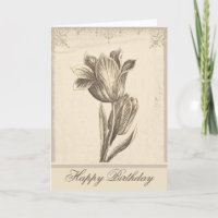Geburtstagskarte Vintage Tulpe elegante Grußkarte