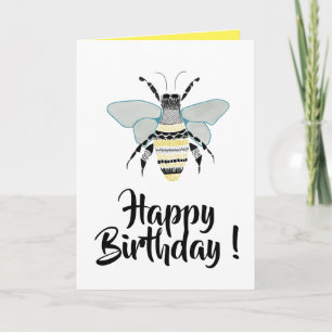 Geburtstagskarte Zen doodle Hummel Karte