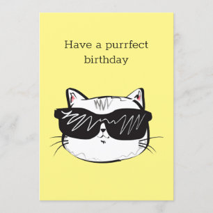 Geburtstagskarte zu einer lustigen Katze Einladung