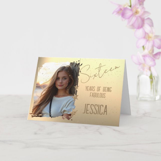 Geburtstagskarte zum 16. Geburtstag Fotos Karte (Orchidee)