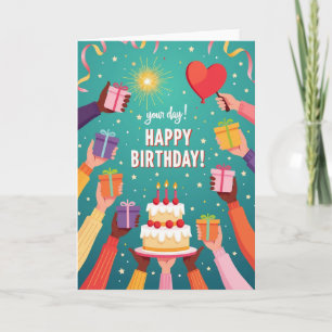 Geburtstagskarte zum Geschenkegeben Karte
