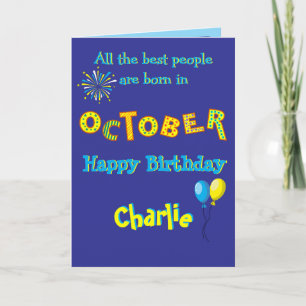 Geburtstagskarte zum Oktober Geburtstag gefaltet Karte
