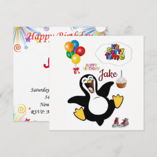 Geburtstagskarten-Einladung Pinguin Einladung