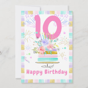 Geburtstagskarten für Mädchen zum 10. Geburtstag Dankeskarte