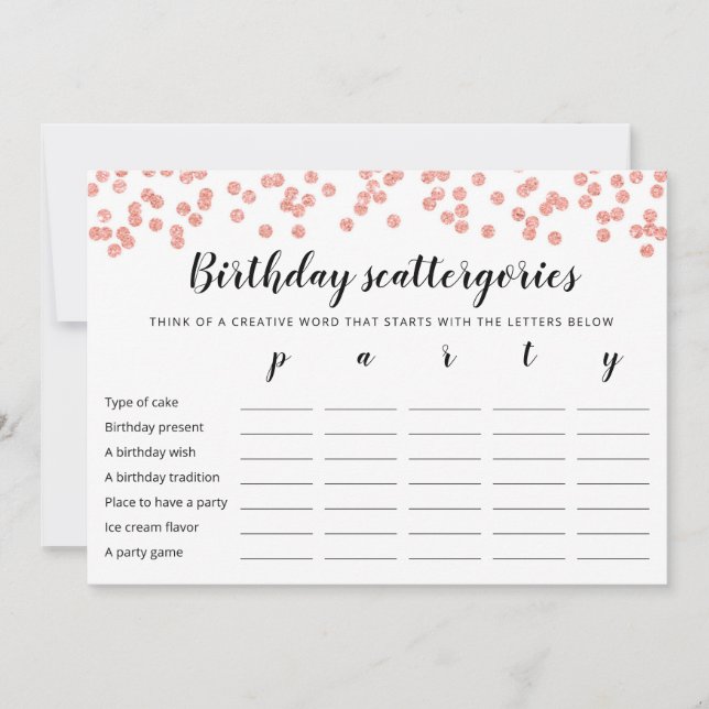 Geburtstagskattergorien-Spielkarte Einladung (Vorderseite)