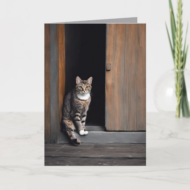 Geburtstagskatze im Barn Doorway Karte (Vorderseite)