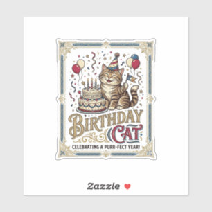 Geburtstagskatze Katze Geburtstagsalter Vintage-Ve Aufkleber