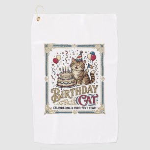 Geburtstagskatze Katze Geburtstagsalter Vintage-Ve Golfhandtuch