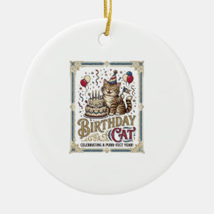 Geburtstagskatze Katze Geburtstagsalter Vintage-Ve Keramik Ornament