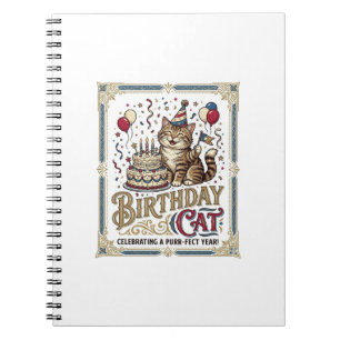 Geburtstagskatze Katze Geburtstagsalter Vintage-Ve Notizblock
