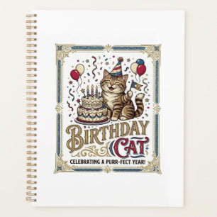 Geburtstagskatze Katze Geburtstagsalter Vintage-Ve Planer