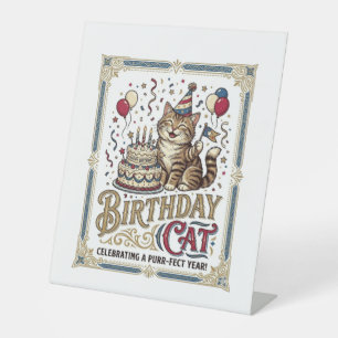Geburtstagskatze Katze Geburtstagsalter Vintage-Ve Sockelschild
