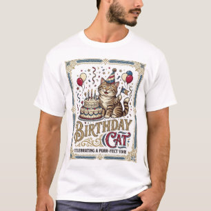 Geburtstagskatze Katze Geburtstagsalter Vintage-Ve T-Shirt