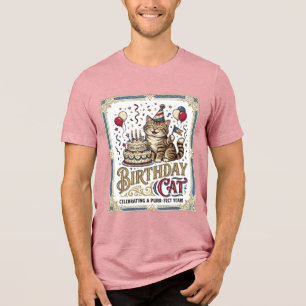 Geburtstagskatze Katze Geburtstagsalter Vintage-Ve Tri-Blend Shirt