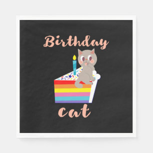 Geburtstagskatze - kawaii graue Katze Geburtstag Serviette
