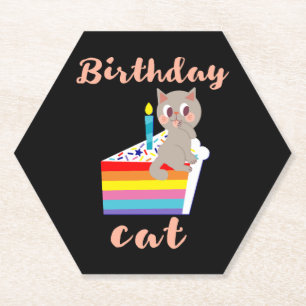 Geburtstagskatze - Kawaii, graue Katze Geburtstag Untersetzer