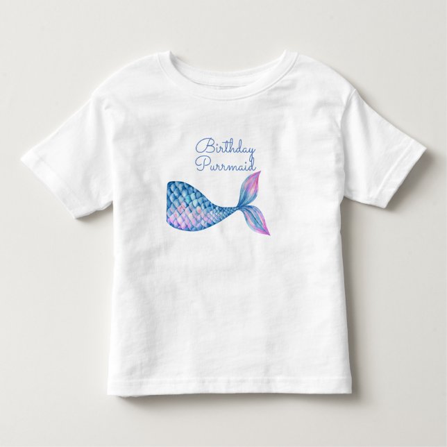 Geburtstagskatze Meerjungfrau Kleinkind T-shirt (Vorderseite)
