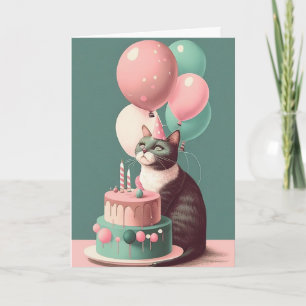 Geburtstagskatze mit Party Hat Grußkarte Karte