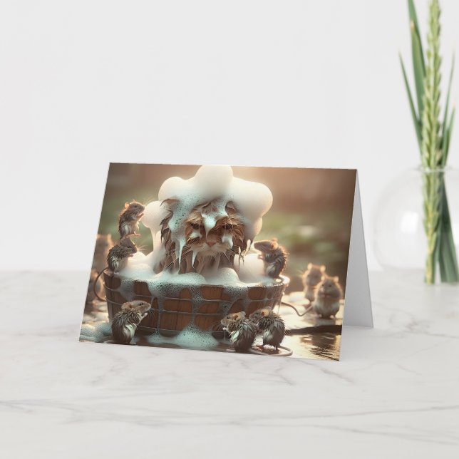 Geburtstagskatze zum Baden Karte (Vorderseite)