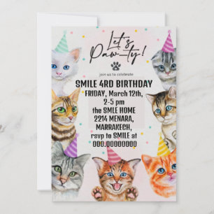 Geburtstagskatzen Mädchen Katzen niedlich Einladung