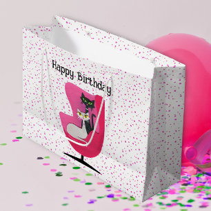 Geburtstagskatzen Mitte des Jahrhunderts in Pink S Große Geschenktüte