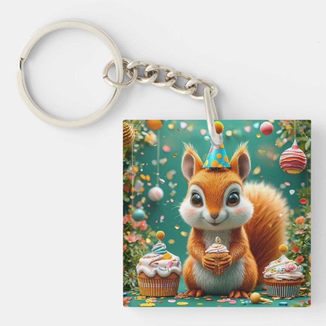 Geburtstagskichhörnchen Schlüsselanhänger (Vorderseite)