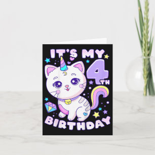 Geburtstagskind 4 Jahre alt, Katze, Einhorn, 4. Ge Karte