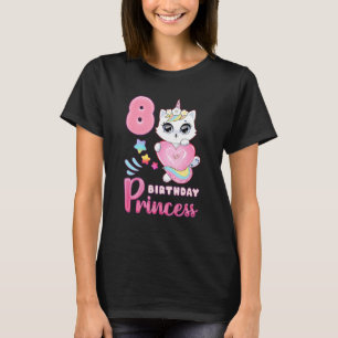 Geburtstagskind 8 Jahre alt Niedliche Katze Einhor T-Shirt