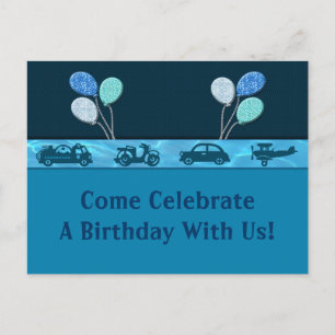 Geburtstagskind in Blau Save the Date Ankündigungspostkarte