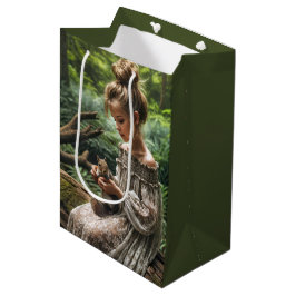 Geburtstagskind mit Eichhörnchen im Wald Mittlere Geschenktüte