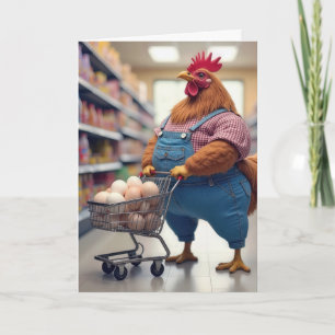 Geburtstagskind mit Eiern im Einkaufswagen Karte