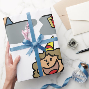 Geburtstagskind mit Geschenk Geschenkpapier