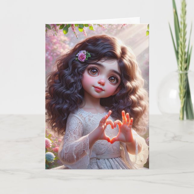 Geburtstagskind mit Herzzeichen Karte (Vorderseite)